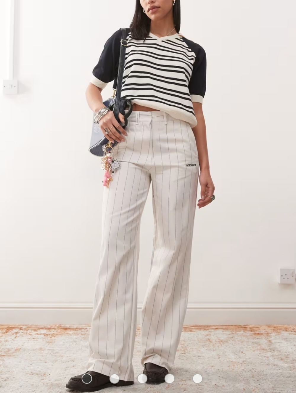 Adidas Originals Pinstripe Loose Twill Pants Trousers size 6